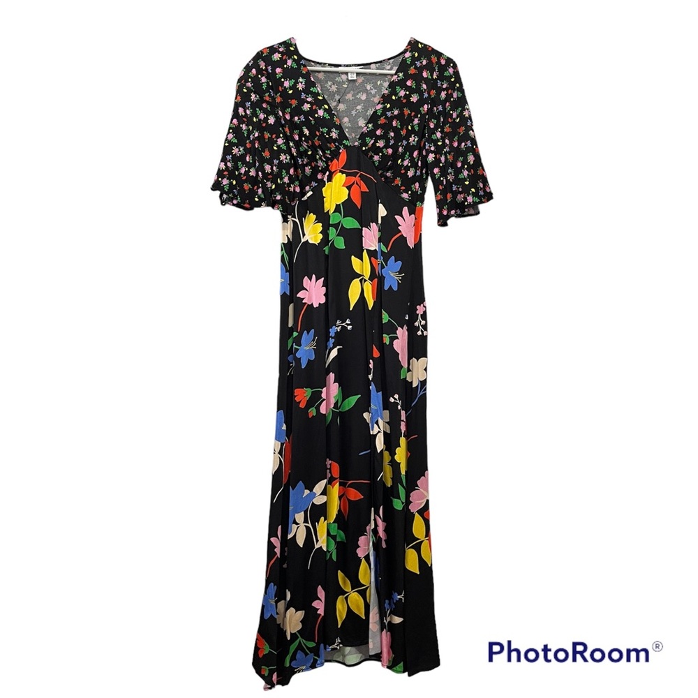 Topshop mix and match satin occasion midi dress in floral size 4